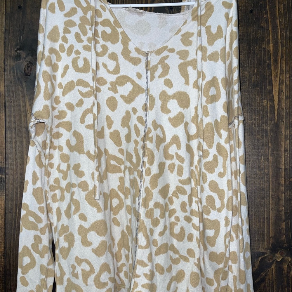 BiBi Cream and Tan Animal Print Hoodie